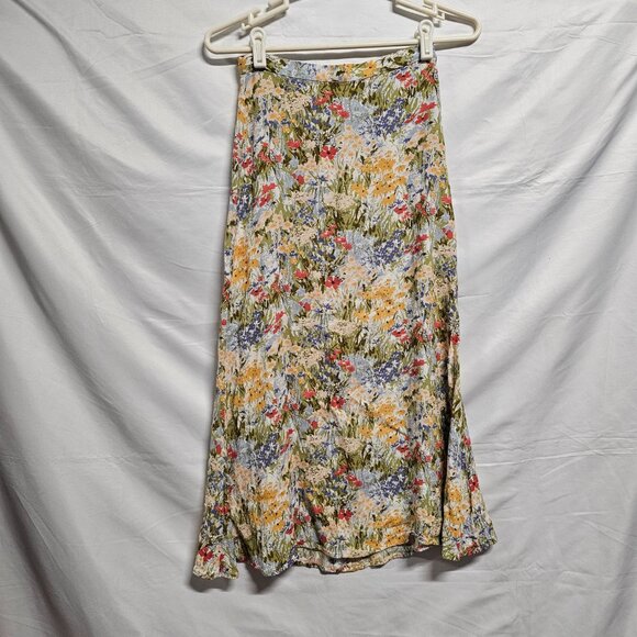 Reformation A Line Zip Back Midi Skirt Women Size 0 Floral - Picture 5 of 9